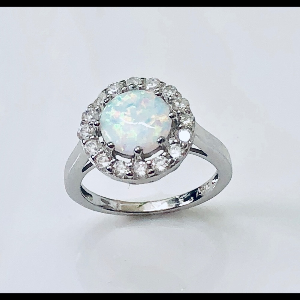 Silver Opal Promise Ring Engagement Ring - Picture 4 of 5